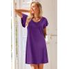 imageEkouaer Nightgowns for Women Short Sleeve Night Gown Comfy Sleep Shirt Soft Sleep Dress Pleated SleepwearDeep Purple