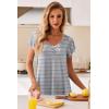 imageEkouaer Nightgowns for Women Short Sleeve Night Gown Comfy Sleep Shirt Soft Sleep Dress Pleated SleepwearGray Stripes