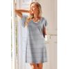 imageEkouaer Nightgowns for Women Short Sleeve Night Gown Comfy Sleep Shirt Soft Sleep Dress Pleated SleepwearGray Stripes