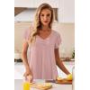 imageEkouaer Nightgowns for Women Short Sleeve Night Gown Comfy Sleep Shirt Soft Sleep Dress Pleated SleepwearPink