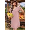 imageEkouaer Nightgowns for Women Short Sleeve Night Gown Comfy Sleep Shirt Soft Sleep Dress Pleated SleepwearPink