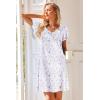 imageEkouaer Nightgowns for Women Short Sleeve Night Gown Comfy Sleep Shirt Soft Sleep Dress Pleated SleepwearWhite Flowers