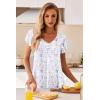 imageEkouaer Nightgowns for Women Short Sleeve Night Gown Comfy Sleep Shirt Soft Sleep Dress Pleated SleepwearWhite Flowers