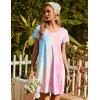 imageEkouaer Nightgowns for Women Short Sleeve Sleepshirt V neck Short Nightshirt Pullover Soft Ruffled Sleepwear Tie Dye M