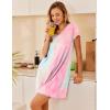 imageEkouaer Nightgowns for Women Short Sleeve Sleepshirt V neck Short Nightshirt Pullover Soft Ruffled Sleepwear Tie Dye M