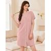 imageEkouaer Womens Cotton Nightgowns Button Down Sleep Shirts Soft Night Shirts Night DressPink