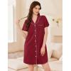 imageEkouaer Womens Cotton Nightgowns Button Down Sleep Shirts Soft Night Shirts Night DressRed