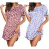 imageEkouaer Nightgowns for Women 2 Pack Night Gowns Short Sleeve Sleepshirts Pullover Nightshirts Soft Sleepwear SXXXLLeopardButterfly Print