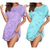 imageEkouaer Nightgowns for Women 2 Pack Night Gowns Short Sleeve Sleepshirts Pullover Nightshirts Soft Sleepwear SXXXLStarDragonfly Print