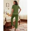 imageEkouaer Cotton Pajamas Sets for Women 2 Piece Button Down Short Sleeve Pj Set with Long Pants Lounge Set Soft Sleepwear SXXLArmy Green