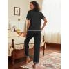 imageEkouaer Cotton Pajamas Sets for Women 2 Piece Button Down Short Sleeve Pj Set with Long Pants Lounge Set Soft Sleepwear SXXLBlack