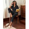imageEkouaer Cotton Pajamas Sets for Women 2 Piece Button Down Short Sleeve Pj Set with Long Pants Lounge Set Soft Sleepwear SXXLBlack