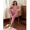 imageEkouaer Cotton Pajamas Sets for Women 2 Piece Button Down Short Sleeve Pj Set with Long Pants Lounge Set Soft Sleepwear SXXLDark Pink