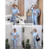 imageEkouaer Cotton Pajamas Sets for Women 2 Piece Button Down Short Sleeve Pj Set with Long Pants Lounge Set Soft Sleepwear SXXLLight Blue