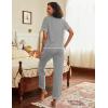 imageEkouaer Cotton Pajamas Sets for Women 2 Piece Button Down Short Sleeve Pj Set with Long Pants Lounge Set Soft Sleepwear SXXLLight Grey