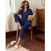 imageEkouaer Cotton Pajamas Sets for Women 2 Piece Button Down Short Sleeve Pj Set with Long Pants Lounge Set Soft Sleepwear SXXLNavy Blue