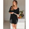 imageEkouaer Nightgown for Women Bamboo Viscose Sleepshirt short sleeve Nightshirt V Neck T shirt Night gown Boyfriend SleepwearBlack
