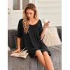imageEkouaer Nightgown for Women Bamboo Viscose Sleepshirt short sleeve Nightshirt V Neck T shirt Night gown Boyfriend SleepwearBlack