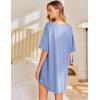 imageEkouaer Nightgown for Women Bamboo Viscose Sleepshirt short sleeve Nightshirt V Neck T shirt Night gown Boyfriend SleepwearLight Blue