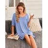 imageEkouaer Nightgown for Women Bamboo Viscose Sleepshirt short sleeve Nightshirt V Neck T shirt Night gown Boyfriend SleepwearLight Blue