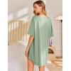 imageEkouaer Nightgown for Women Bamboo Viscose Sleepshirt short sleeve Nightshirt V Neck T shirt Night gown Boyfriend SleepwearLight Green