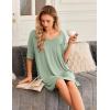 imageEkouaer Nightgown for Women Bamboo Viscose Sleepshirt short sleeve Nightshirt V Neck T shirt Night gown Boyfriend SleepwearLight Green