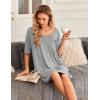 imageEkouaer Nightgown for Women Bamboo Viscose Sleepshirt short sleeve Nightshirt V Neck T shirt Night gown Boyfriend SleepwearLight Grey