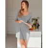 imageEkouaer Nightgown for Women Bamboo Viscose Sleepshirt short sleeve Nightshirt V Neck T shirt Night gown Boyfriend SleepwearLight Grey