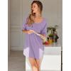 imageEkouaer Nightgown for Women Bamboo Viscose Sleepshirt short sleeve Nightshirt V Neck T shirt Night gown Boyfriend SleepwearLight Purple