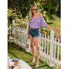 imageEkouaer Nightgown for Women Bamboo Viscose Sleepshirt short sleeve Nightshirt V Neck T shirt Night gown Boyfriend SleepwearLight Purple