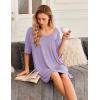 imageEkouaer Nightgown for Women Bamboo Viscose Sleepshirt short sleeve Nightshirt V Neck T shirt Night gown Boyfriend SleepwearLight Purple