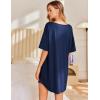imageEkouaer Nightgown for Women Bamboo Viscose Sleepshirt short sleeve Nightshirt V Neck T shirt Night gown Boyfriend SleepwearNavy Blue