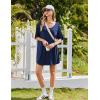 imageEkouaer Nightgown for Women Bamboo Viscose Sleepshirt short sleeve Nightshirt V Neck T shirt Night gown Boyfriend SleepwearNavy Blue