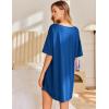 imageEkouaer Nightgown for Women Bamboo Viscose Sleepshirt short sleeve Nightshirt V Neck T shirt Night gown Boyfriend SleepwearPeacock Blue