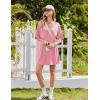 imageEkouaer Nightgown for Women Bamboo Viscose Sleepshirt short sleeve Nightshirt V Neck T shirt Night gown Boyfriend SleepwearPink