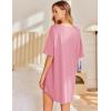 imageEkouaer Nightgown for Women Bamboo Viscose Sleepshirt short sleeve Nightshirt V Neck T shirt Night gown Boyfriend SleepwearPink
