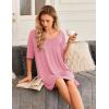 imageEkouaer Nightgown for Women Bamboo Viscose Sleepshirt short sleeve Nightshirt V Neck T shirt Night gown Boyfriend SleepwearPink