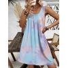 imageEkouaer Nightgown for Women Tank Night Gown Sleeveless Sleep Shirt Button Night Shirt with Pockets Soft Sleep DressAtie Dye Blue