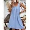 imageEkouaer Nightgown for Women Tank Night Gown Sleeveless Sleep Shirt Button Night Shirt with Pockets Soft Sleep DressLight Blue