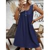 imageEkouaer Nightgown for Women Tank Night Gown Sleeveless Sleep Shirt Button Night Shirt with Pockets Soft Sleep DressNavy Blue
