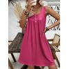 imageEkouaer Nightgown for Women Tank Night Gown Sleeveless Sleep Shirt Button Night Shirt with Pockets Soft Sleep DressRose Red