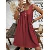 imageEkouaer Nightgown for Women Tank Night Gown Sleeveless Sleep Shirt Button Night Shirt with Pockets Soft Sleep DressWine Red