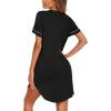 imageEkouaer Nightgowns for Women Button Down Night Gowns Short Sleeve Sleep Shirt V Neck Nightshirt Soft Sleepwear Pajams DressBlack