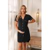 imageEkouaer Nightgowns for Women Button Down Night Gowns Short Sleeve Sleep Shirt V Neck Nightshirt Soft Sleepwear Pajams DressBlack