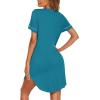 imageEkouaer Nightgowns for Women Button Down Night Gowns Short Sleeve Sleep Shirt V Neck Nightshirt Soft Sleepwear Pajams DressBlue Green
