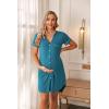 imageEkouaer Nightgowns for Women Button Down Night Gowns Short Sleeve Sleep Shirt V Neck Nightshirt Soft Sleepwear Pajams DressBlue Green