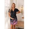 imageEkouaer Nightgowns for Women Button Down Night Gowns Short Sleeve Sleep Shirt V Neck Nightshirt Soft Sleepwear Pajams DressCherry Blossoms
