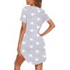 imageEkouaer Nightgowns for Women Button Down Night Gowns Short Sleeve Sleep Shirt V Neck Nightshirt Soft Sleepwear Pajams DressGrey Star