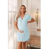 imageEkouaer Nightgowns for Women Button Down Night Gowns Short Sleeve Sleep Shirt V Neck Nightshirt Soft Sleepwear Pajams DressLight Blue