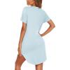 imageEkouaer Nightgowns for Women Button Down Night Gowns Short Sleeve Sleep Shirt V Neck Nightshirt Soft Sleepwear Pajams DressLight Blue
